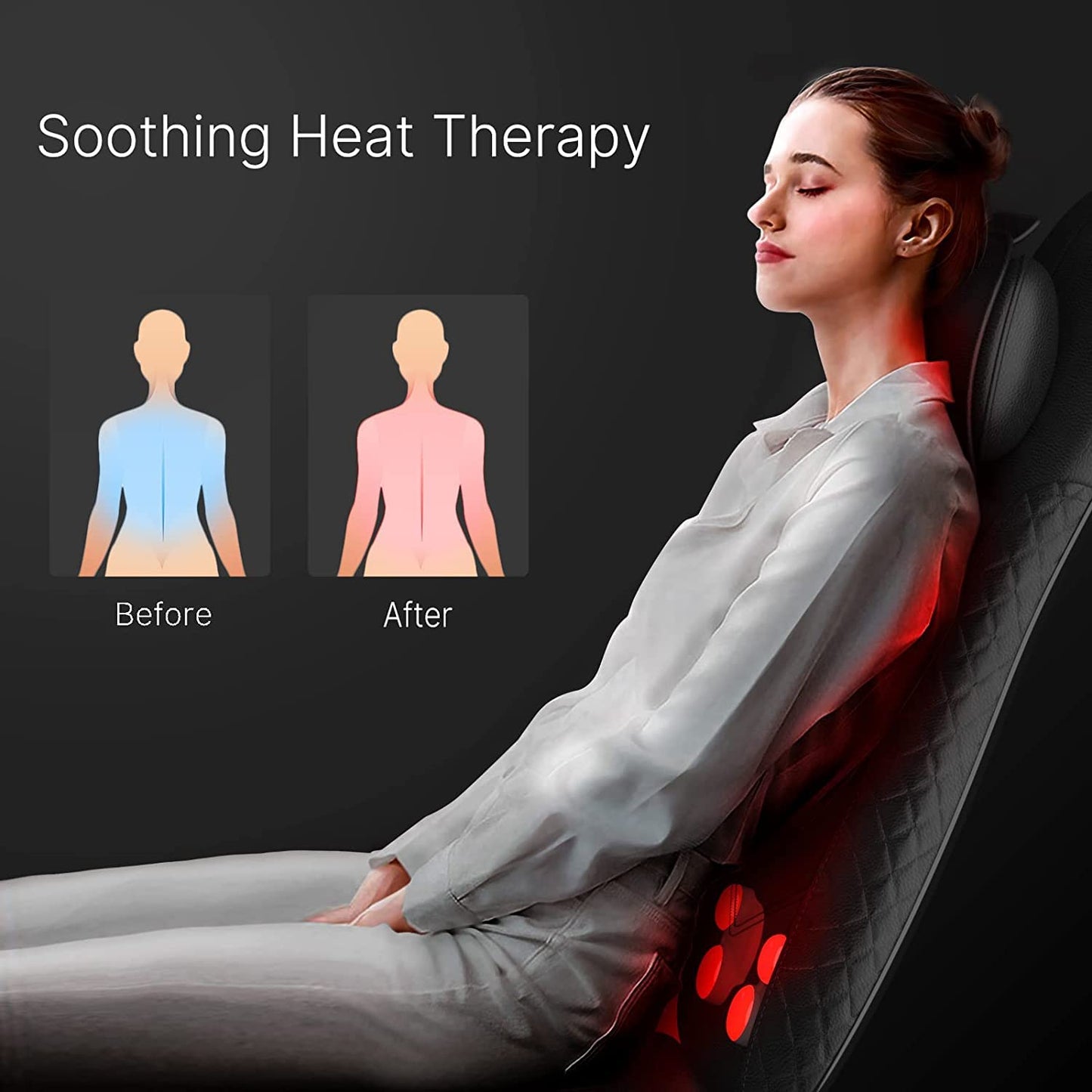 RENPHO Shiatsu Massagesitzauflage mit Wärme & 3 Massagezonen für Rücken & Nacken