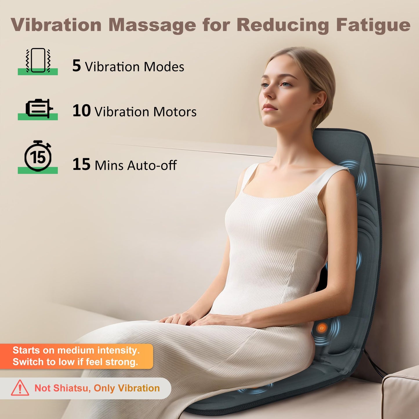 Vibrations-Rückenmassagegerät mit Wärme & Sitzauflage