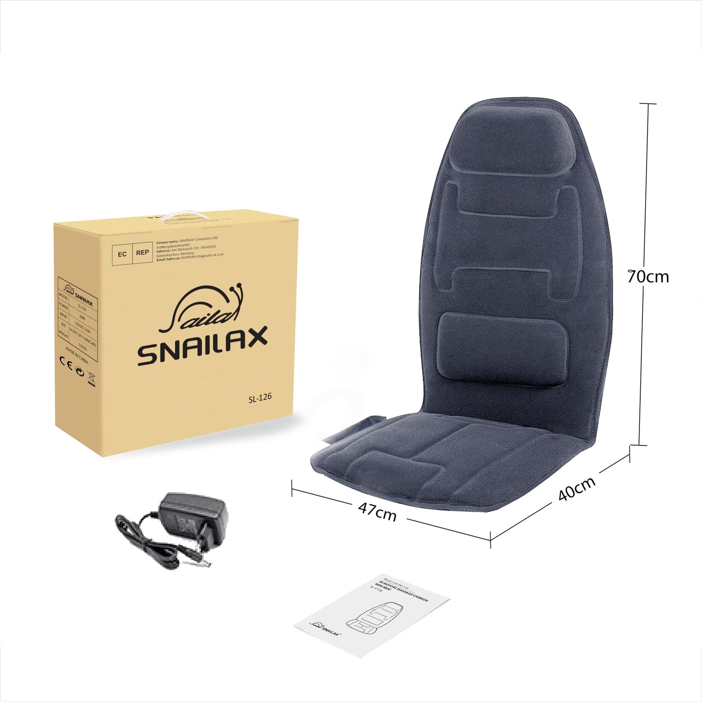 Snailax Massagesitzauflage mit Wärme & 10 Vibrationsmotoren für Rücken & Nacken