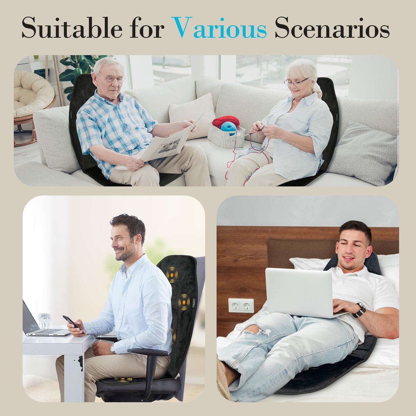 CuPiLo Rückenmassagegerät mit Wärme & Sitzauflage