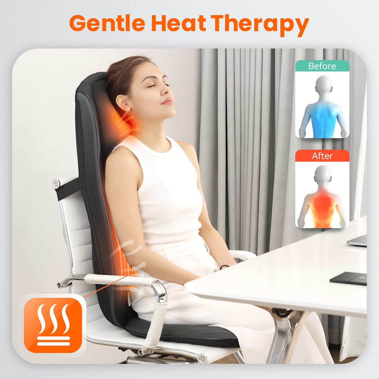 Snailax Shiatsu Massagesitzauflage mit Wärme & Vibration für Rücken, Nacken & Schulter