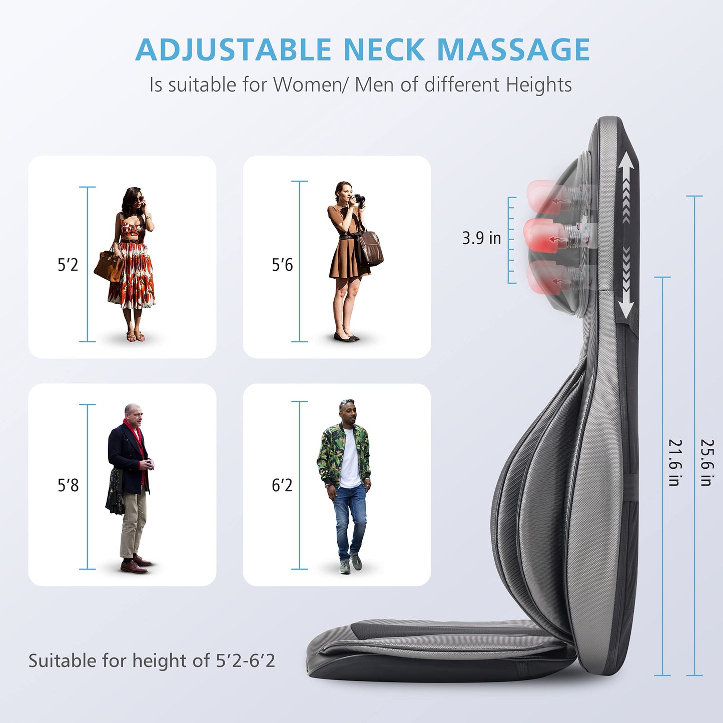 COMFIER Shiatsu Massagesitzauflage mit Wärme für Rücken, Nacken, Schultern & Oberschenkel