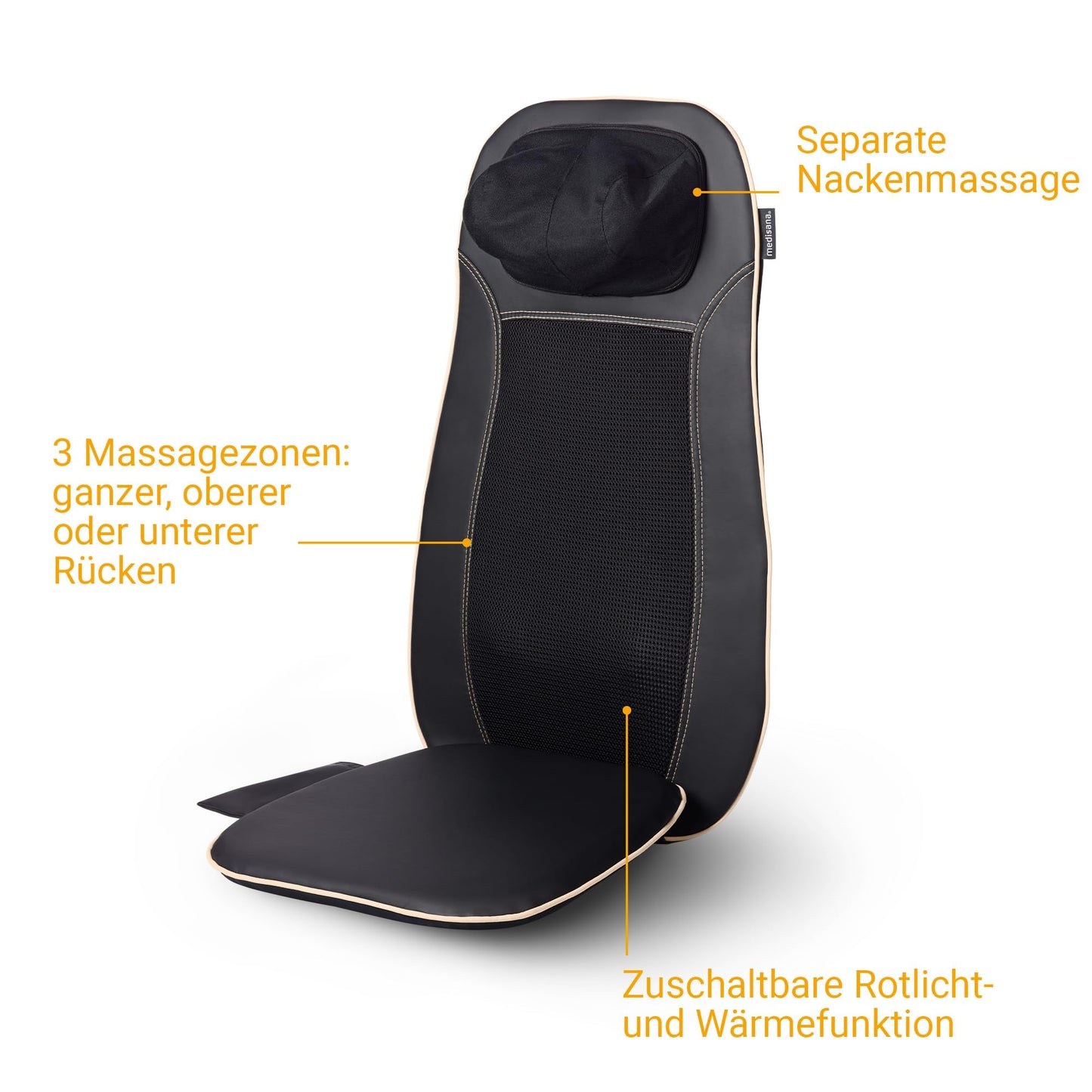 Medisana MCN Shiatsu Massagesitzauflage mit Wärme & 3 Intensitäten für Rücken & Nacken