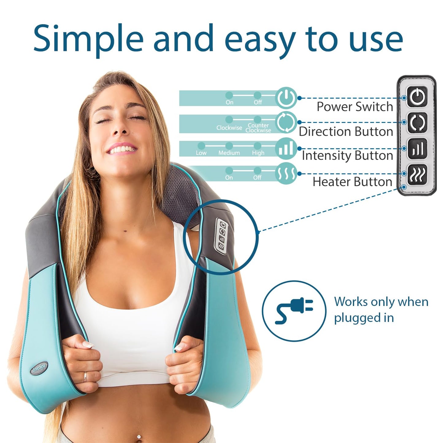 Shiatsu 3D Knetmassagegerät mit Wärme für Rücken, Nacken, Schultern & Beine