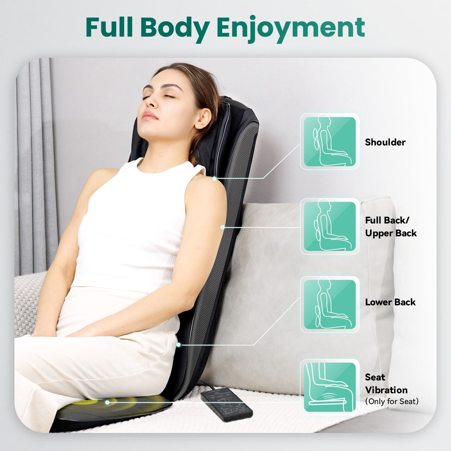 Snailax Shiatsu Massagesitzauflage mit Wärme & Vibration für Rücken, Nacken & Schulter
