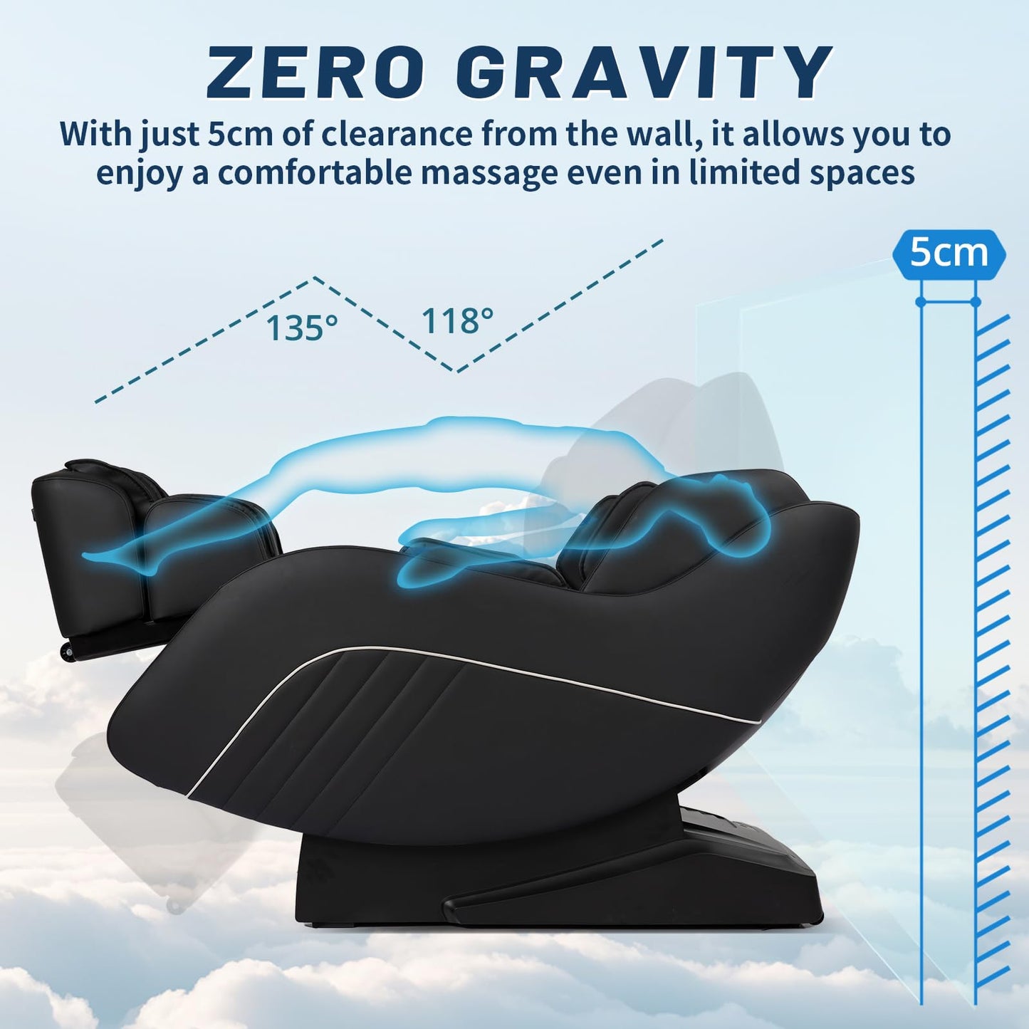 HealthRelife Shiatsu Massagestuhl mit Zero Gravity, Ganzkörpermassage & Bluetooth