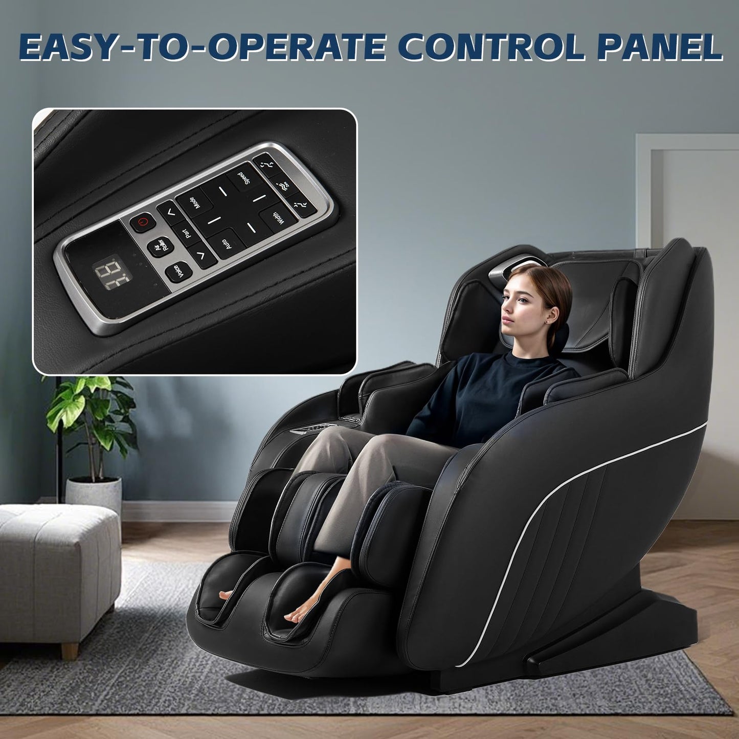 HealthRelife Shiatsu Massagestuhl mit Zero Gravity, Ganzkörpermassage & Bluetooth