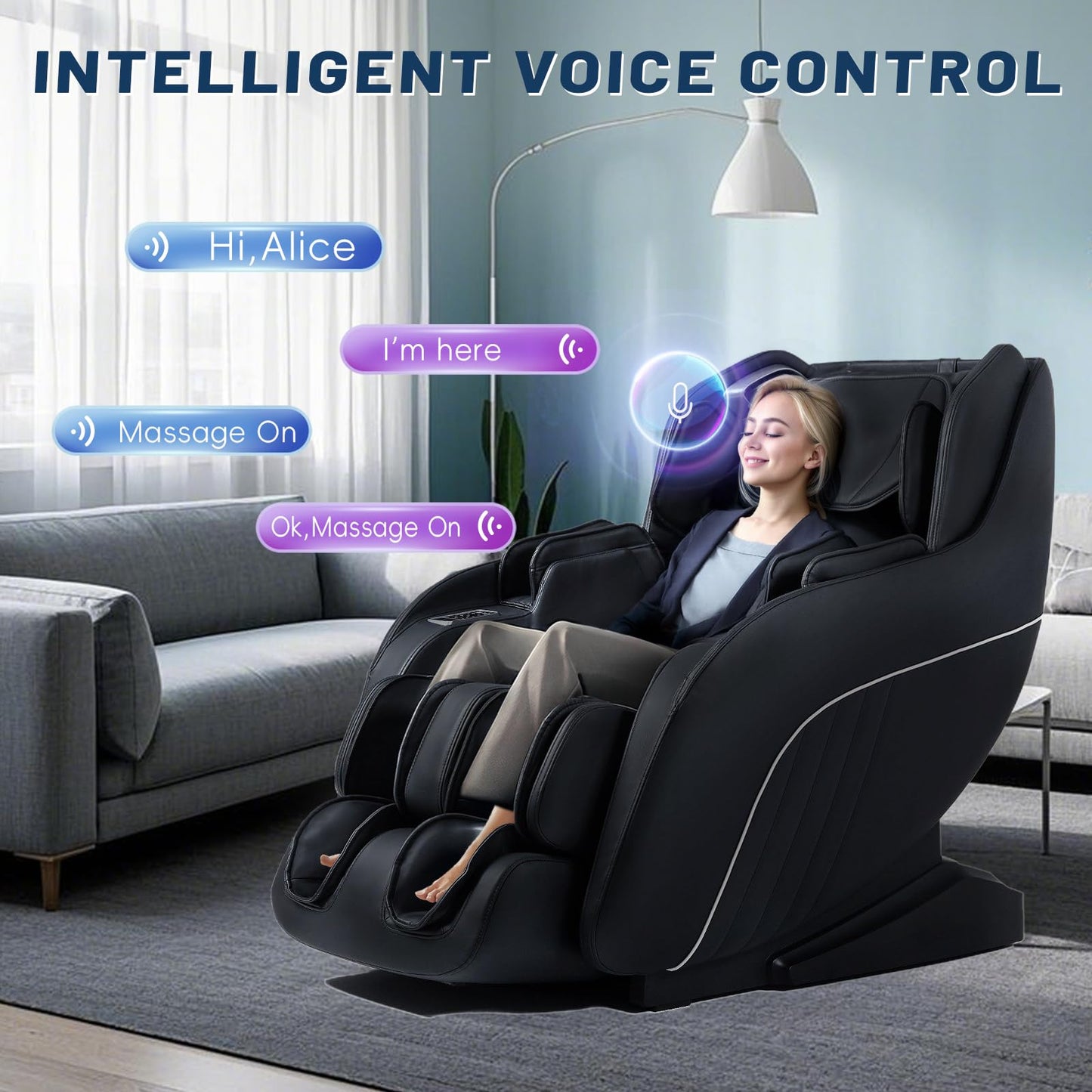 HealthRelife Shiatsu Massagestuhl mit Zero Gravity, Ganzkörpermassage & Bluetooth