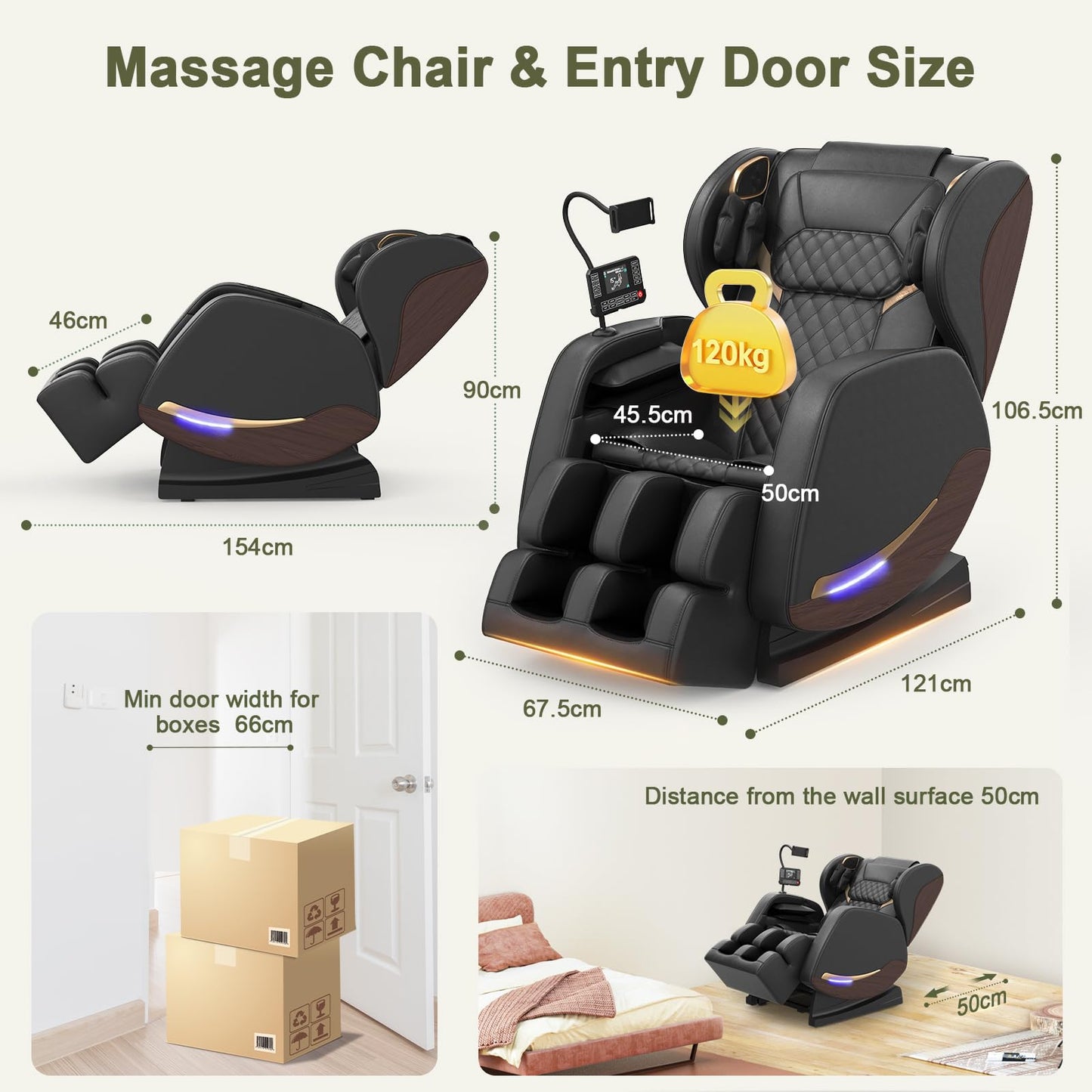 Yewglen Ganzkörper-Massagesessel mit Wärme, Airbags & 14 Massage-Rollen