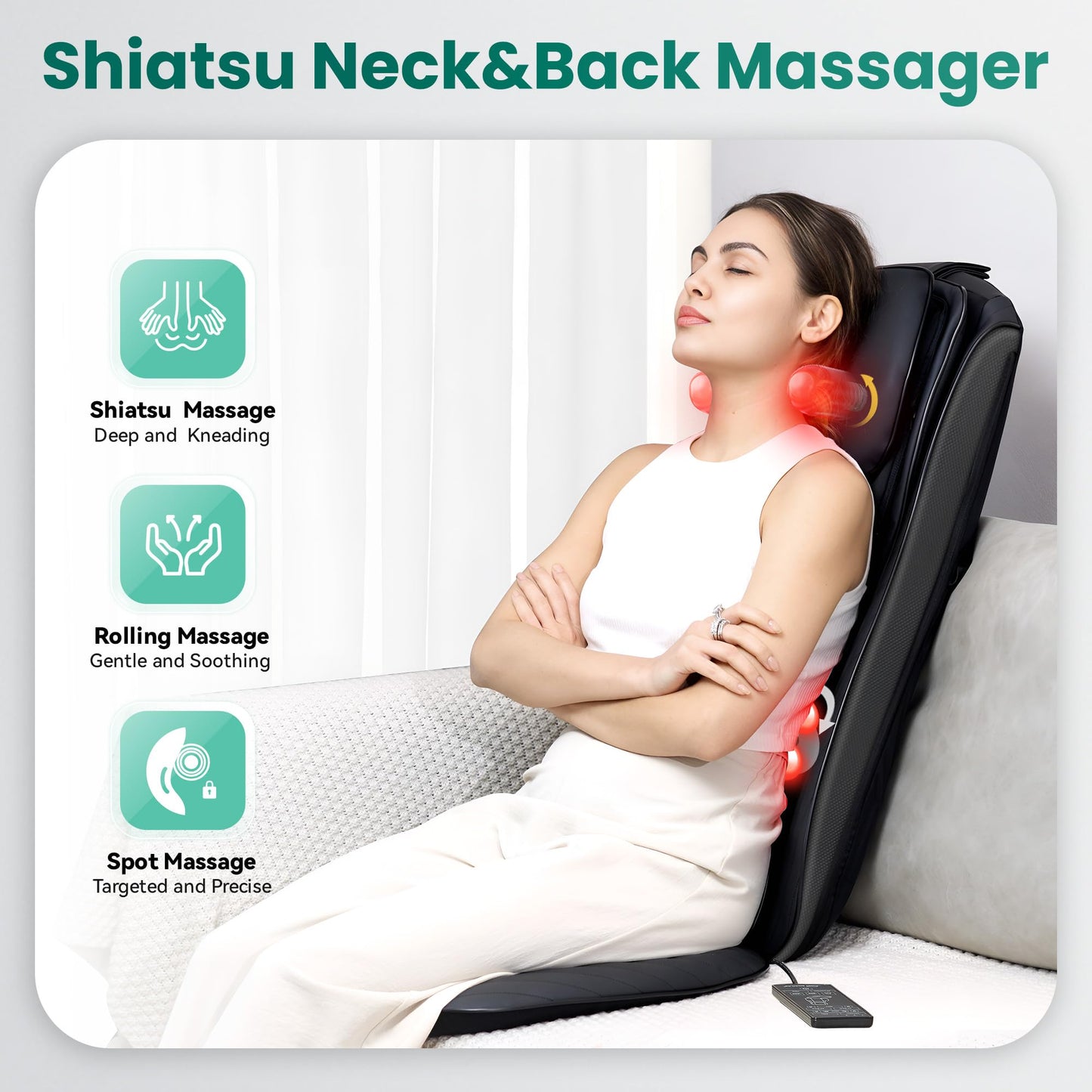 Snailax Shiatsu Massagesitzauflage mit Wärme & Vibration für Rücken, Nacken & Schulter