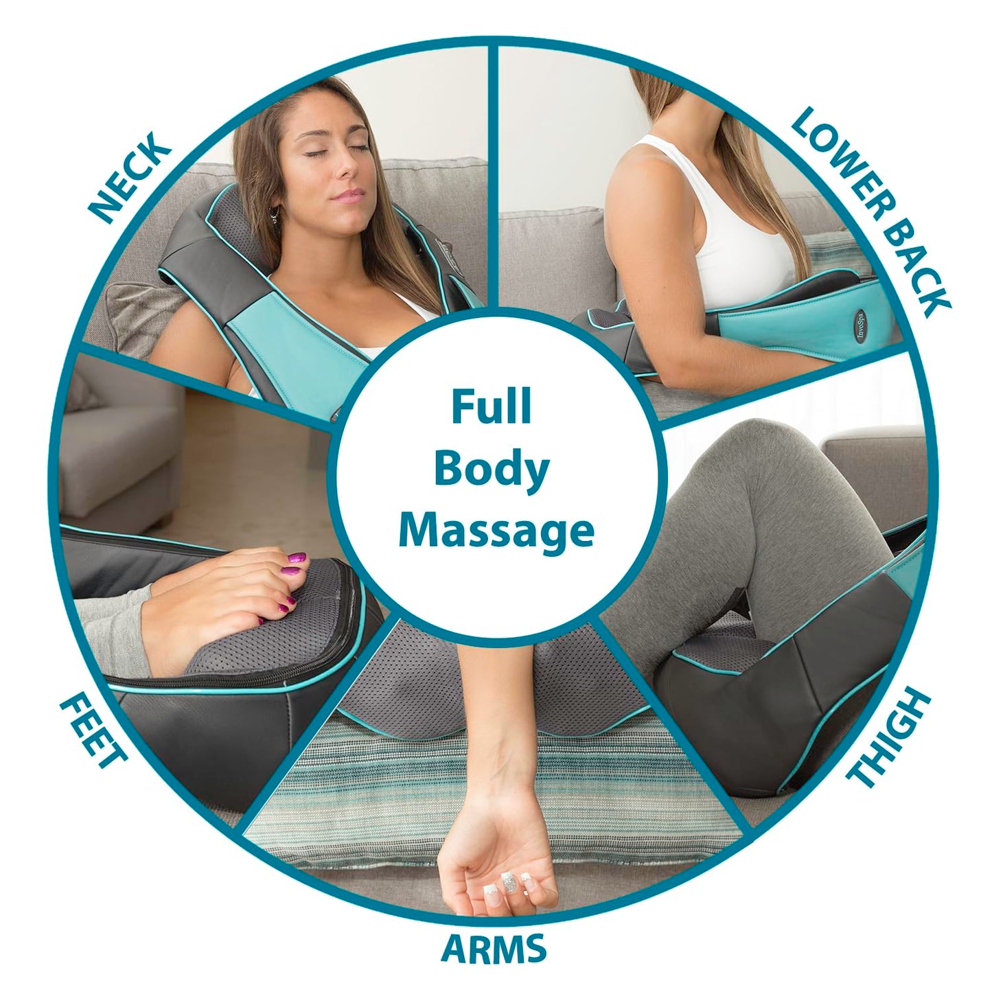 Shiatsu 3D Knetmassagegerät mit Wärme für Rücken, Nacken, Schultern & Beine