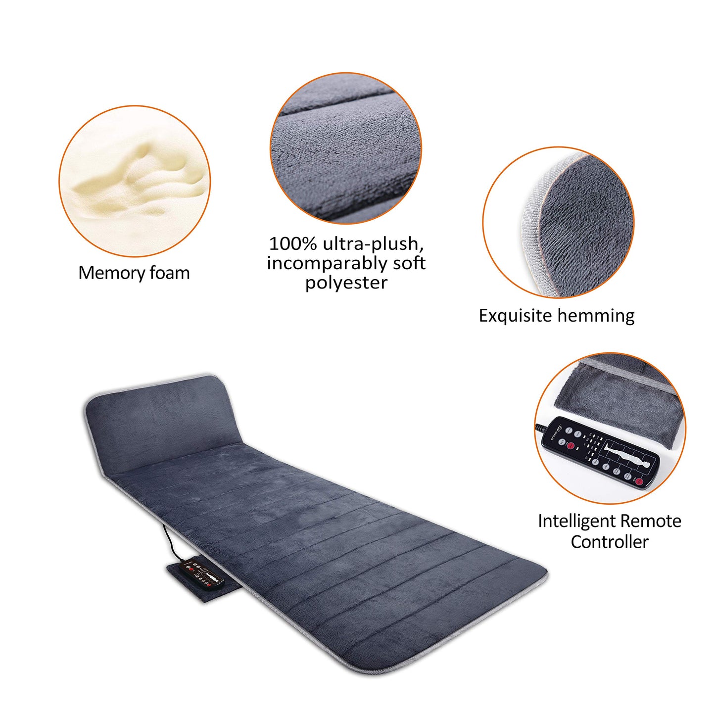 Snailax Massagematte mit Memory-Foam, Wärme & Vibration für Nacken, Rücken & Beine
