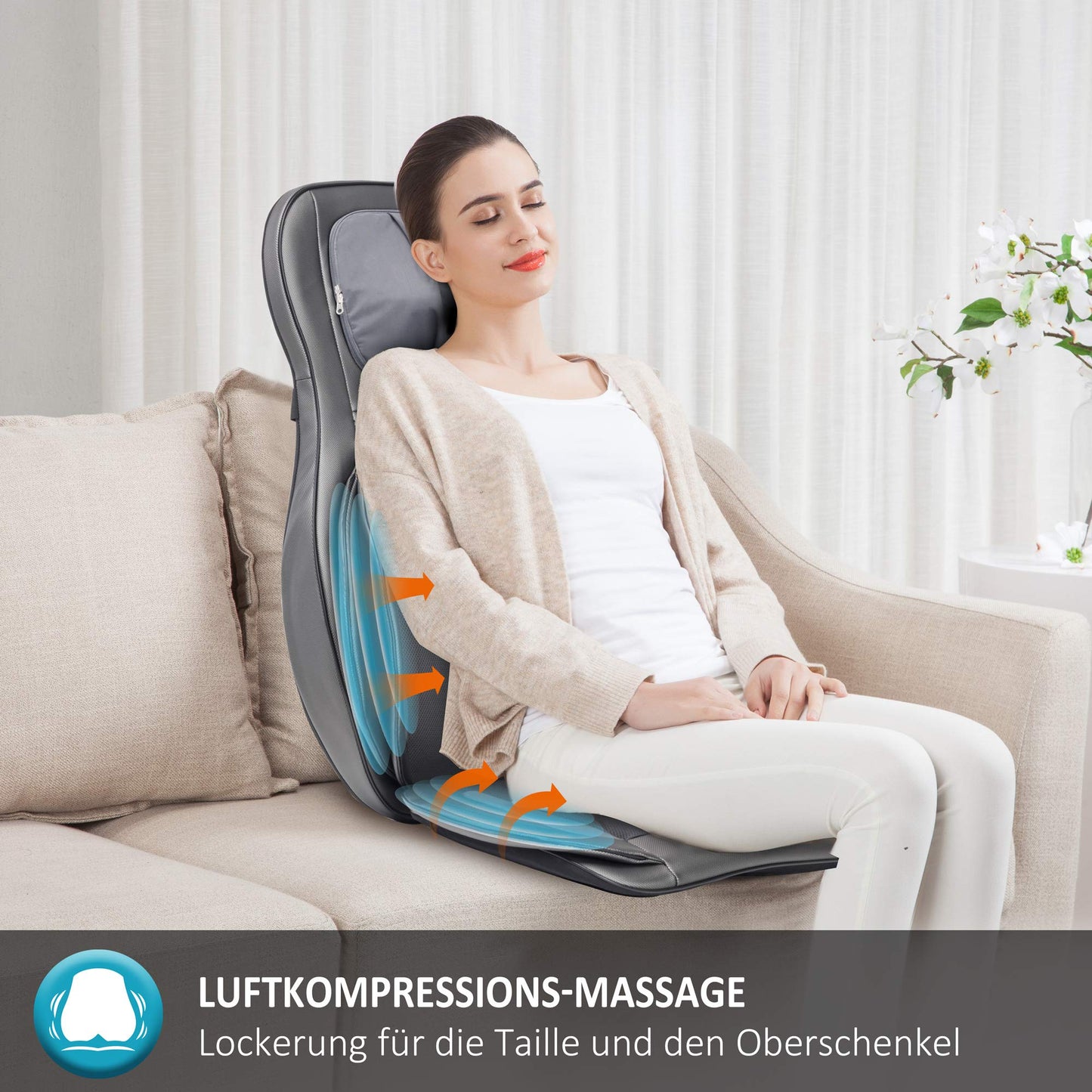COMFIER Shiatsu Massagesitzauflage mit Wärme für Rücken, Nacken, Schultern & Oberschenkel