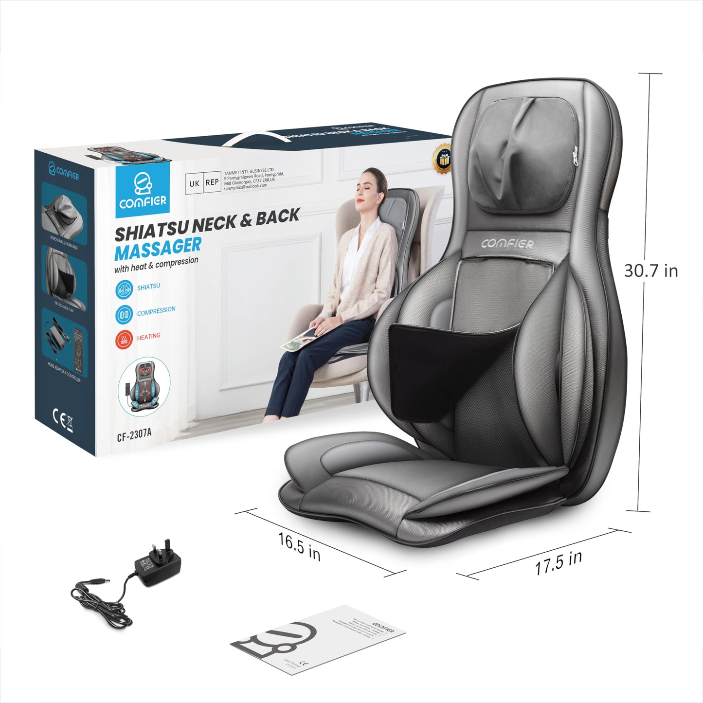 Comfier Shiatsu Rücken- & Nackenmassagegerät Wärme