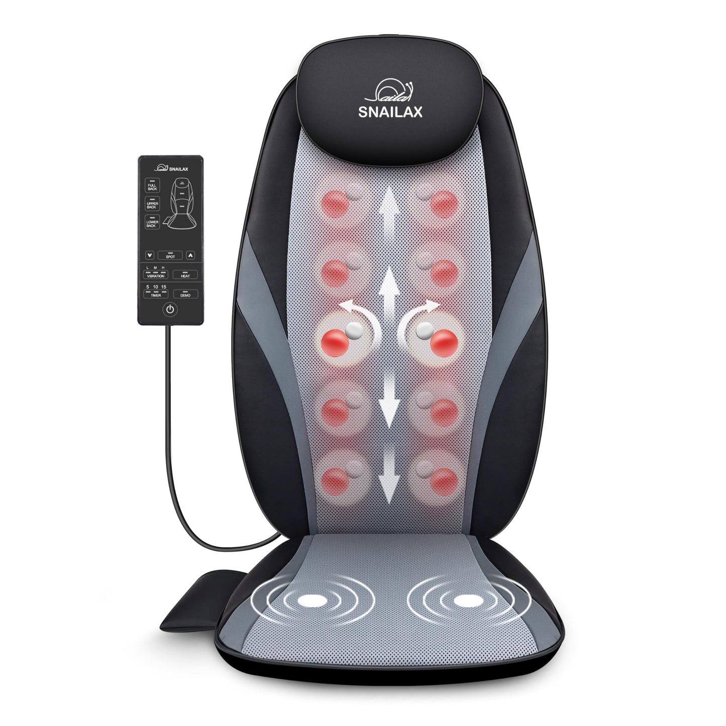 Snailax Shiatsu Massagesitzauflage mit Wärme & Vibration für Nacken, Schulter & Rücken