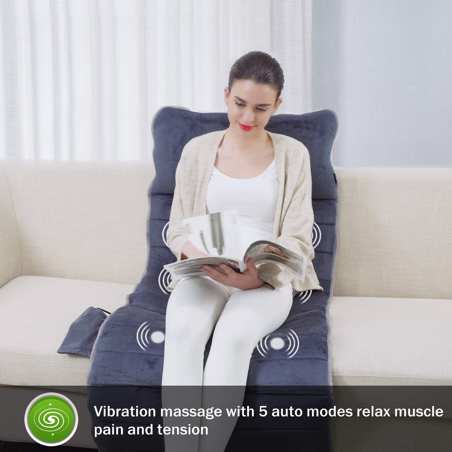 Snailax Massagematte mit Memory-Foam, Wärme & Vibration für Nacken, Rücken & Beine