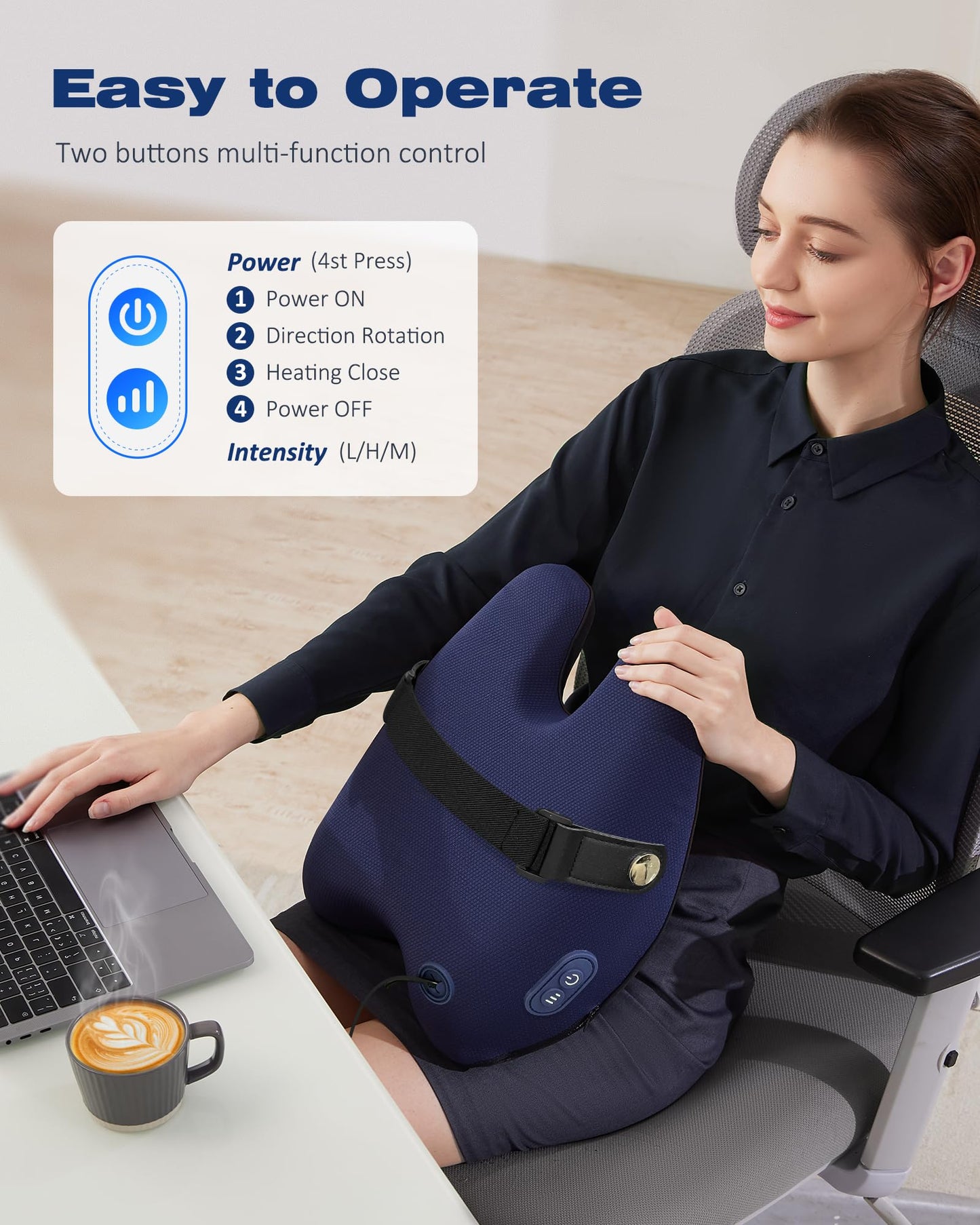 Boriwat Shiatsu Massagekissen mit Wärme & 3 Intensitäten für Nacken, Rücken & Schultern