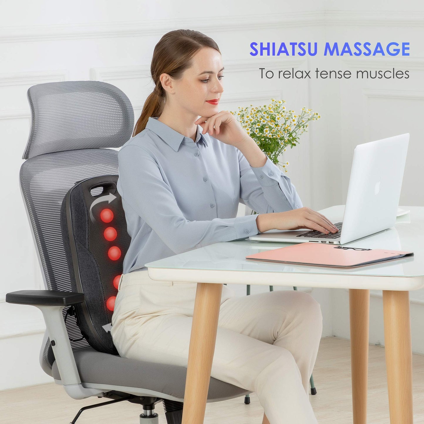 COMFIER Shiatsu Massagekissen mit Wärme, tragbar für Rücken & Stuhl