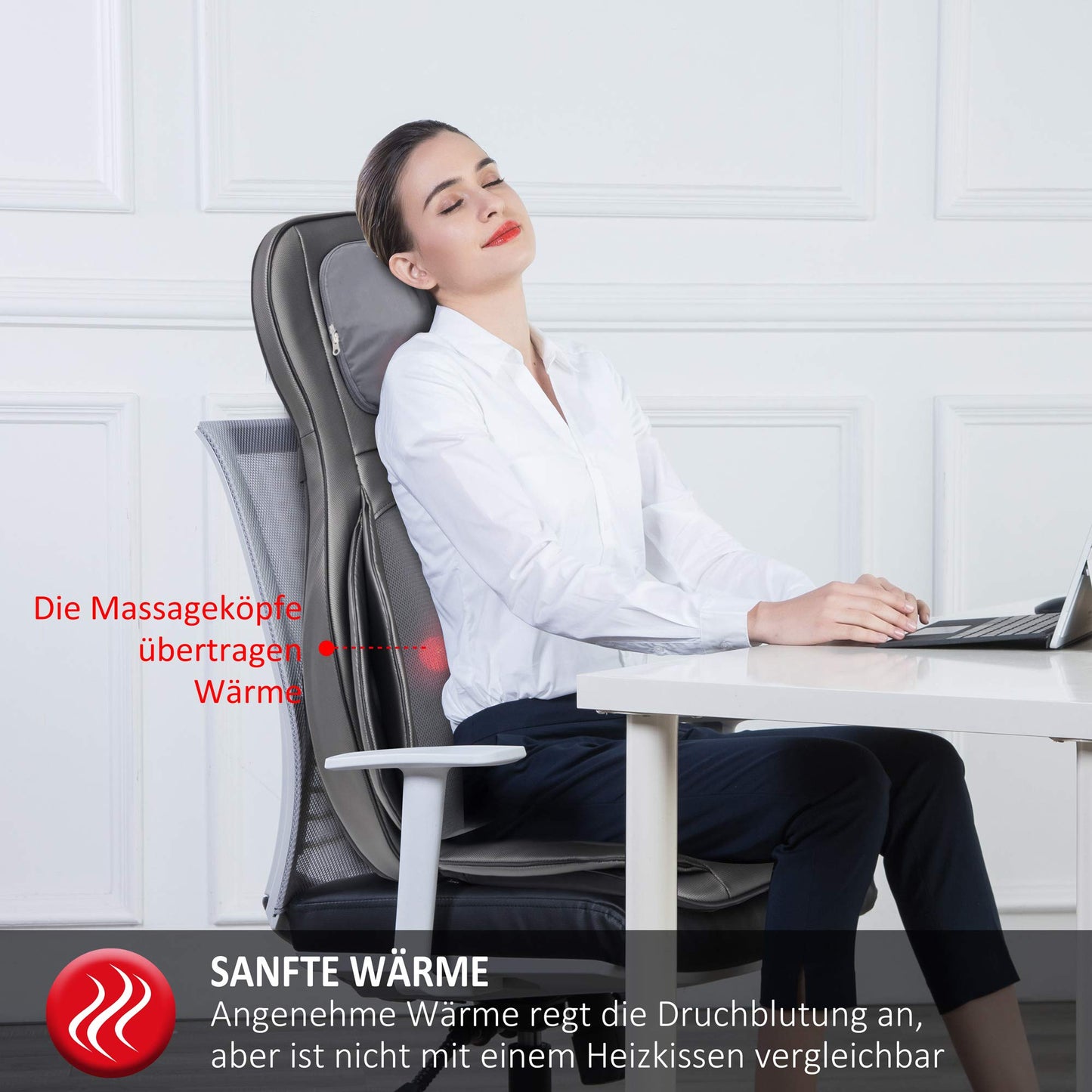 COMFIER Shiatsu Massagesitzauflage mit Wärme für Rücken, Nacken, Schultern & Oberschenkel
