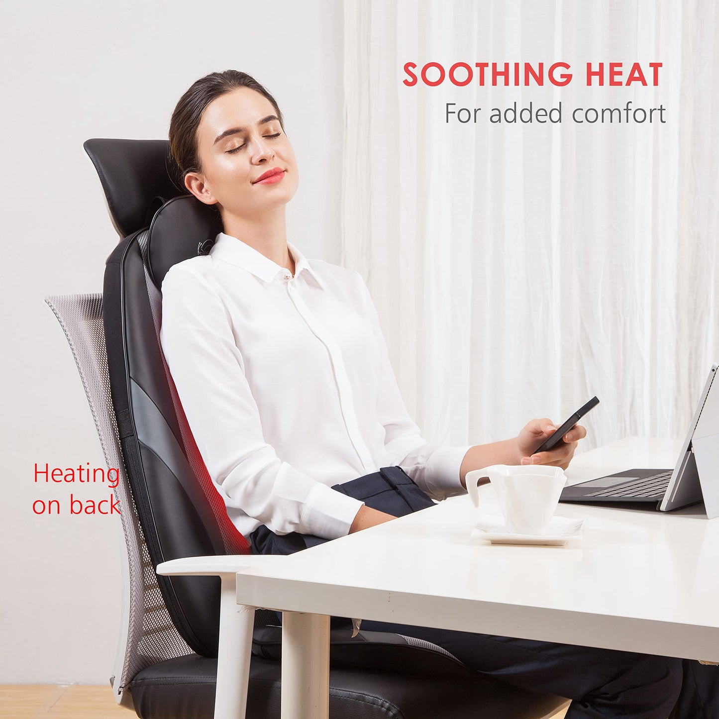 Snailax Shiatsu Massagesitzauflage mit Wärme & Vibration für Nacken, Schulter & Rücken