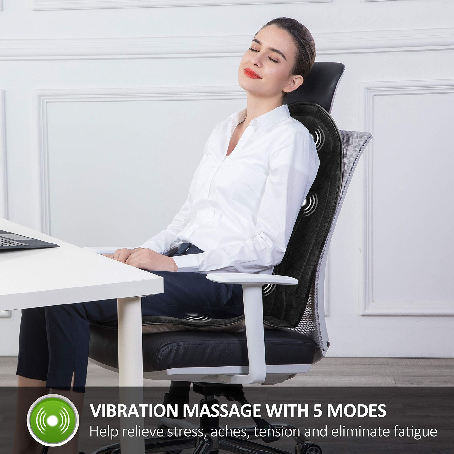 Snailax Memory-Schaum Massagesitzauflage für Rücken & Nacken mit Wärme & Vibration