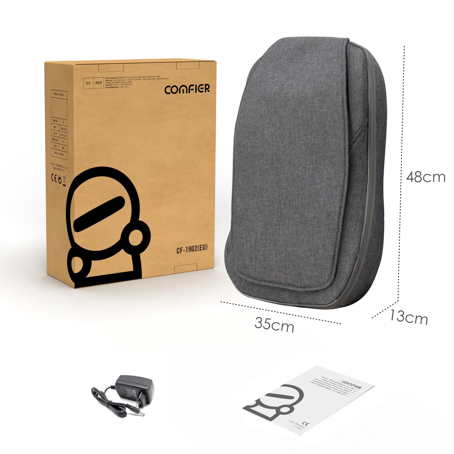 COMFIER Shiatsu Massagekissen mit Wärme, tragbar für Rücken & Stuhl