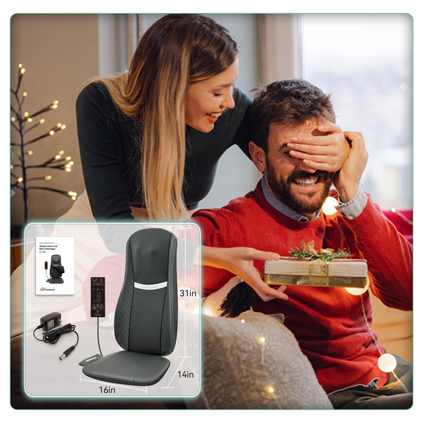 Snailax Shiatsu Massagesitzauflage mit Wärme & Vibration für Rücken, Nacken & Schulter