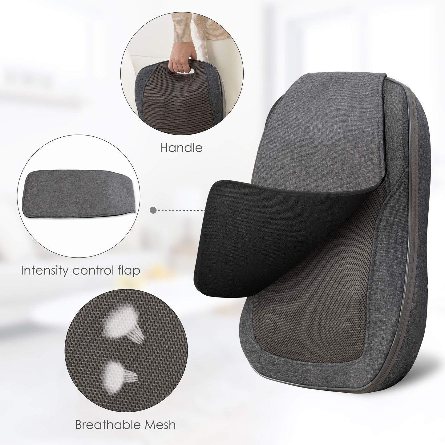 COMFIER Shiatsu Massagekissen mit Wärme, tragbar für Rücken & Stuhl