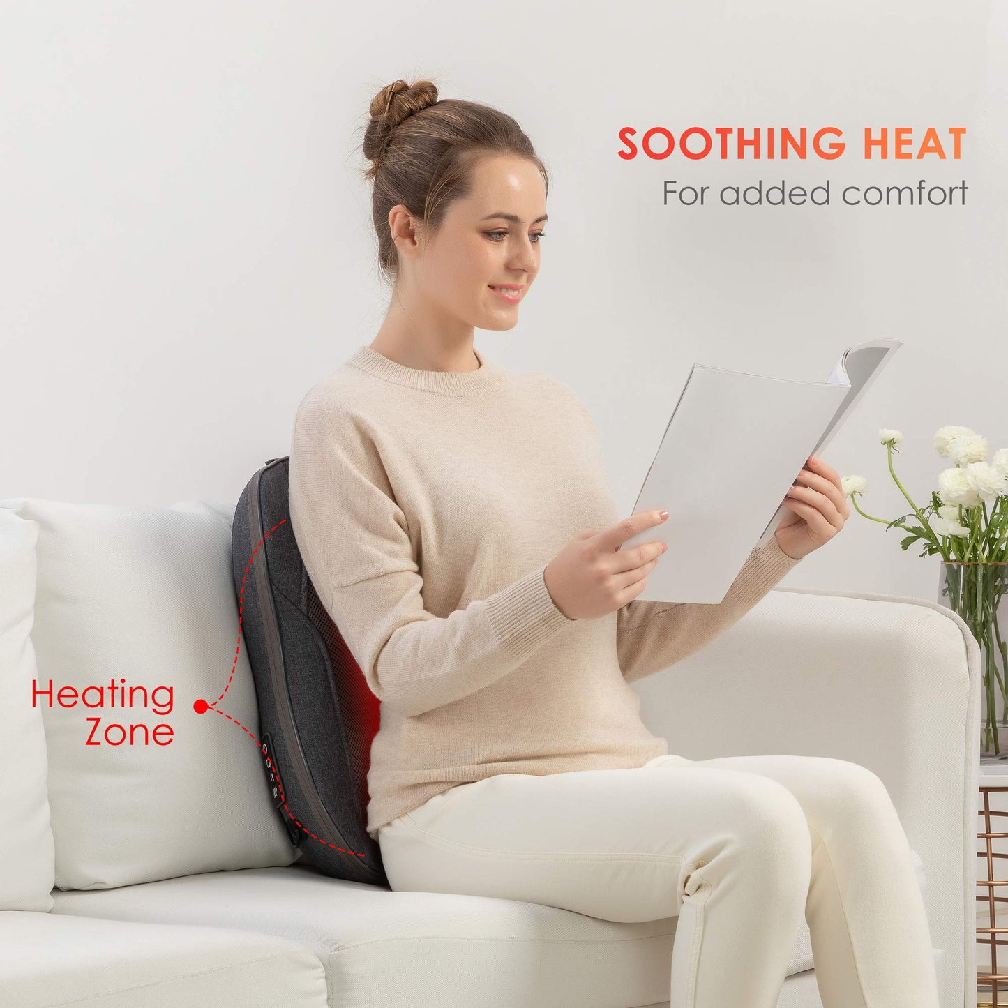 COMFIER Shiatsu Massagekissen mit Wärme, tragbar für Rücken & Stuhl