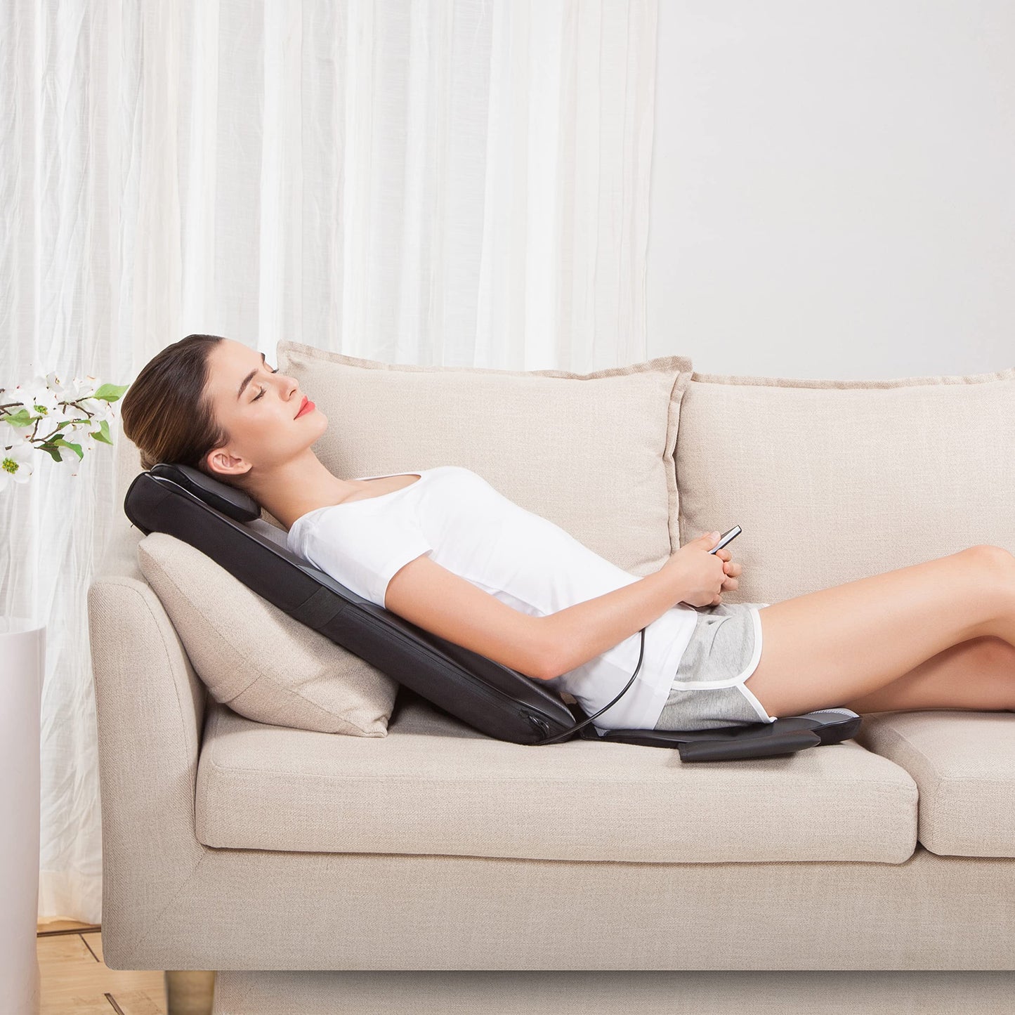 Snailax Shiatsu Massagesitzauflage mit Wärme & Vibration für Nacken, Schulter & Rücken