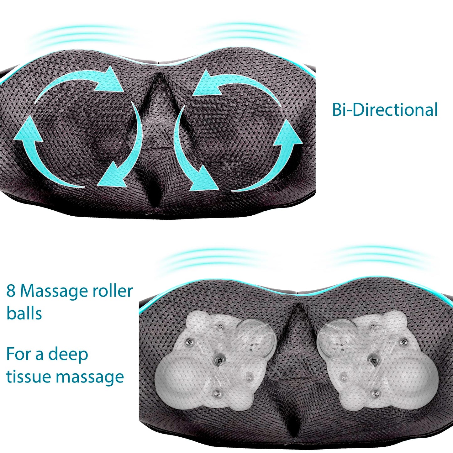 Shiatsu 3D Knetmassagegerät mit Wärme für Rücken, Nacken, Schultern & Beine