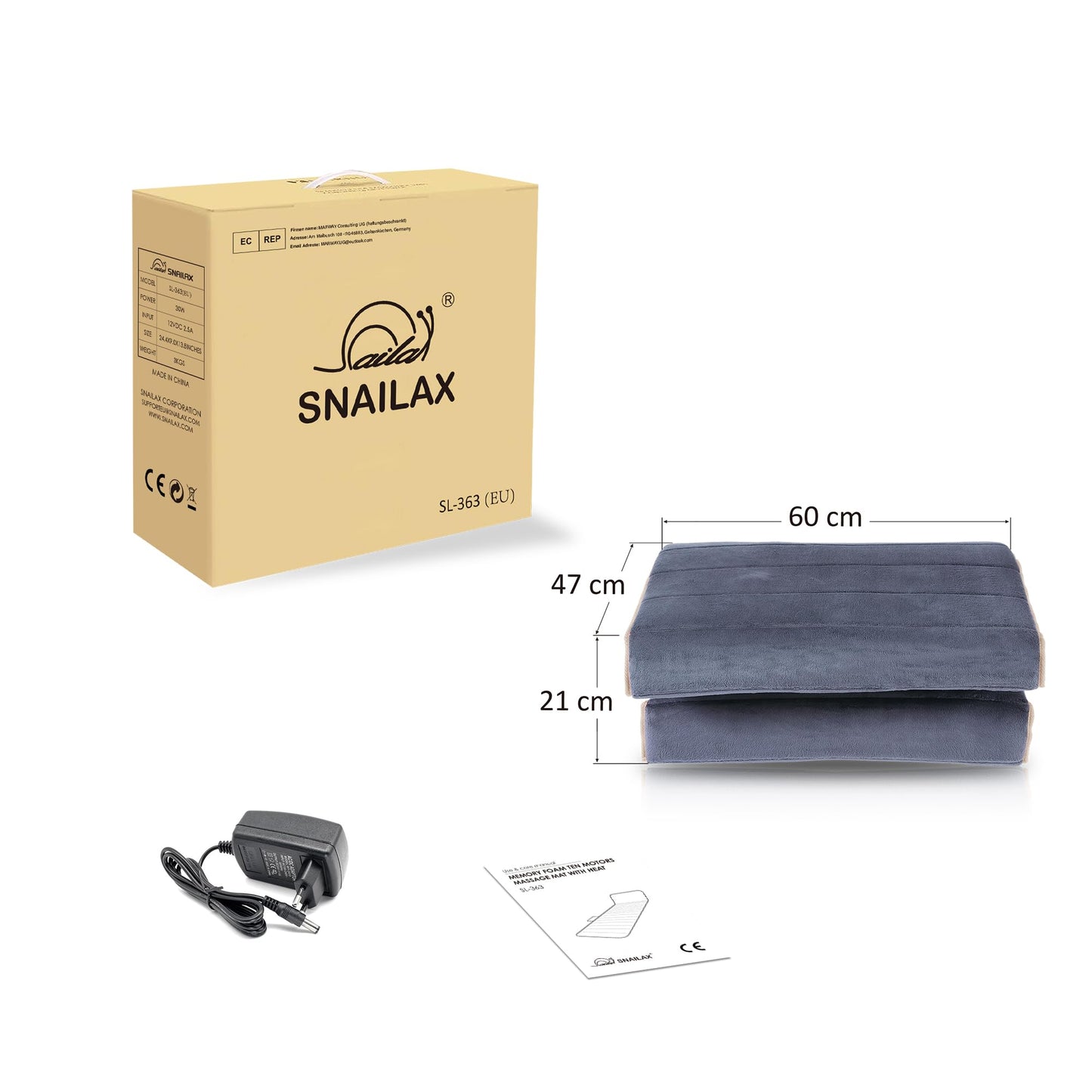 Snailax Massagesitzauflage mit 10 Vibrationsmotoren & 4 Heizkissen für Rücken & Beine
