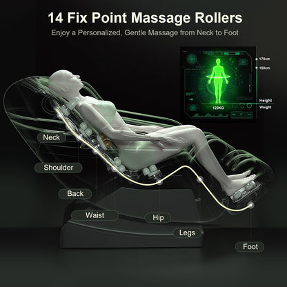 Yewglen Ganzkörper-Massagesessel mit Wärme, Airbags & 14 Massage-Rollen