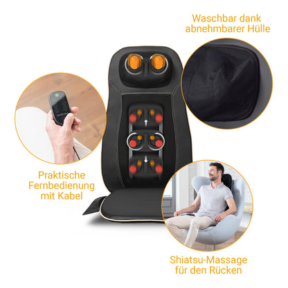 Medisana MCN Shiatsu Massagesitzauflage mit Wärme & 3 Intensitäten für Rücken & Nacken