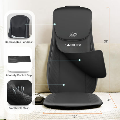 Snailax Shiatsu Massagesitzauflage mit Wärme & Vibration für Rücken, Nacken & Schulter