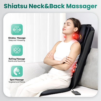 Snailax Shiatsu Massagesitzauflage mit Wärme & Vibration für Rücken, Nacken & Schulter