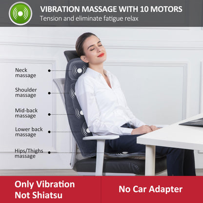 Snailax Massagesitzauflage mit Wärme & 10 Vibrationsmotoren für Rücken & Nacken