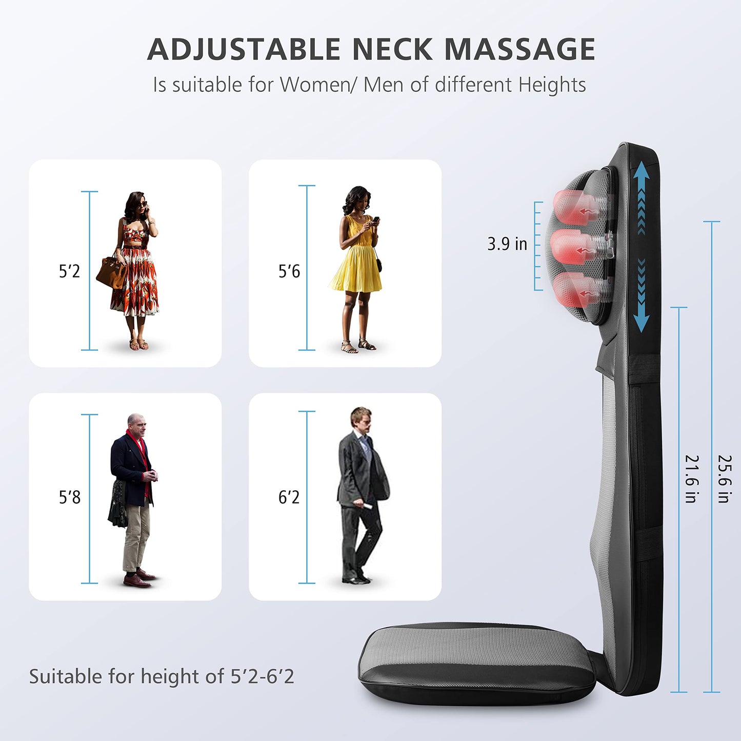 Snailax Shiatsu Massagesitzauflage mit Wärme & Vibration für Rücken & Gesäß