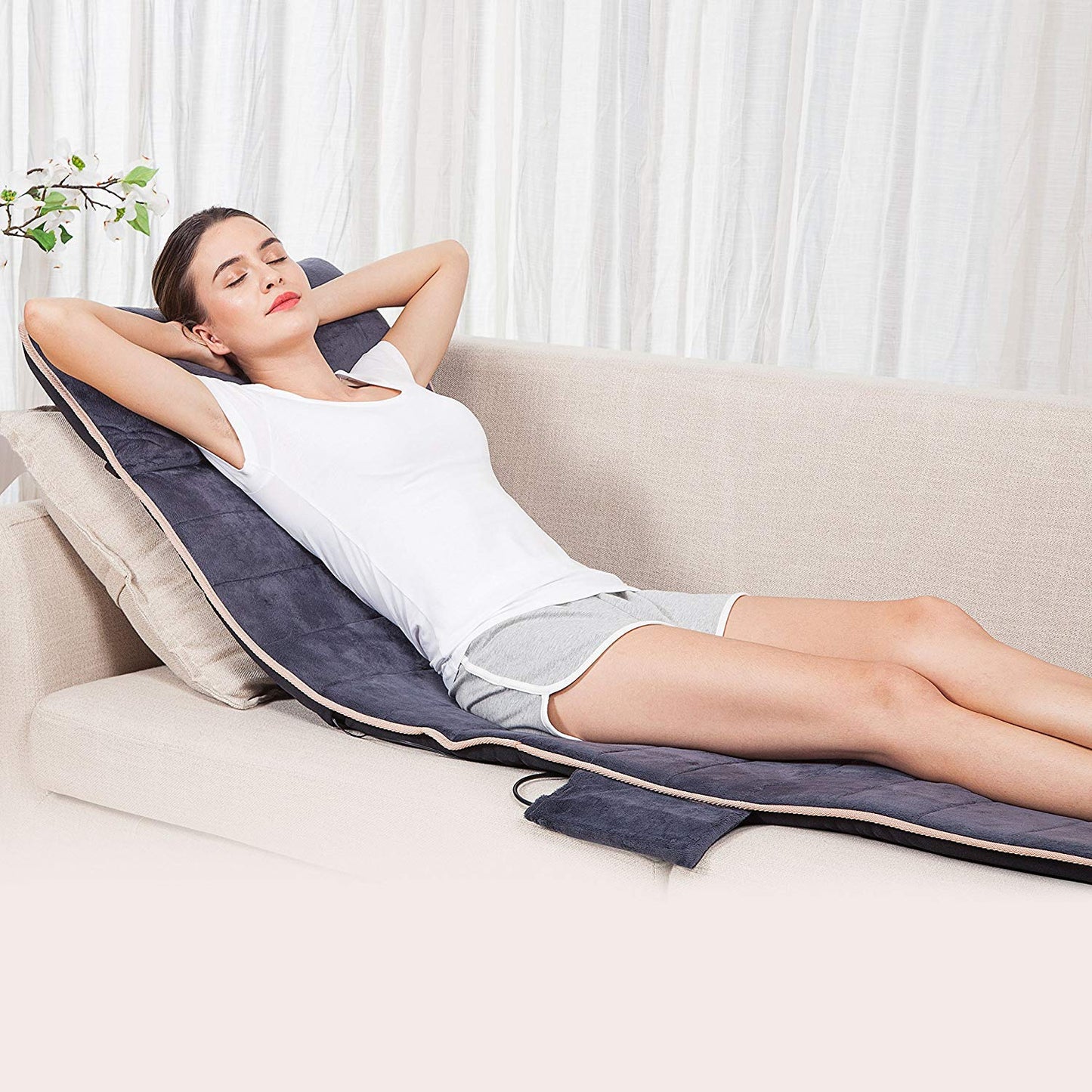 Snailax Massagesitzauflage mit 10 Vibrationsmotoren & 4 Heizkissen für Rücken & Beine