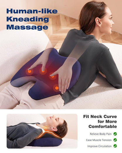 Boriwat Shiatsu Massagekissen mit Wärme & 3 Intensitäten für Nacken, Rücken & Schultern