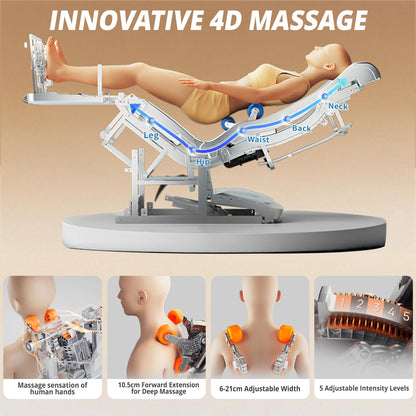 HealthRelife 4D Shiatsu Massagesessel mit Bodyscan, Rückenheizung & Sprachfunktion