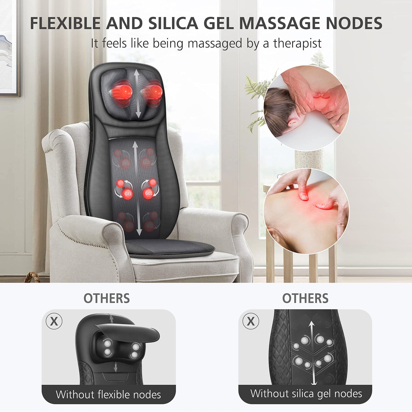 Snailax Shiatsu Massagesitzauflage mit Wärme & Vibration für Rücken & Gesäß