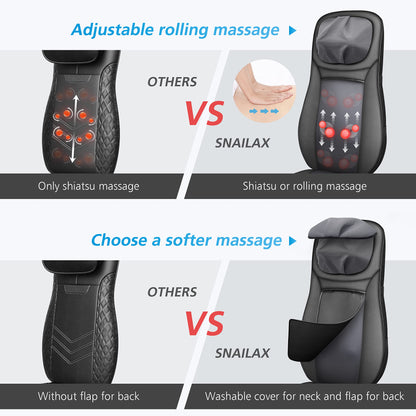 Snailax Shiatsu Massagesitzauflage mit Wärme & Vibration für Rücken & Gesäß