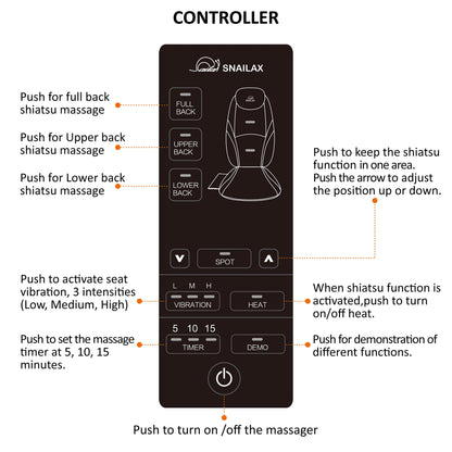Snailax Shiatsu Massagesitzauflage mit Wärme & Vibration für Nacken, Schulter & Rücken