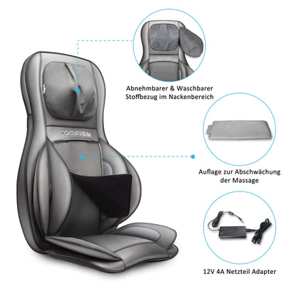 COMFIER Shiatsu Massagesitzauflage mit Wärme für Rücken, Nacken, Schultern & Oberschenkel