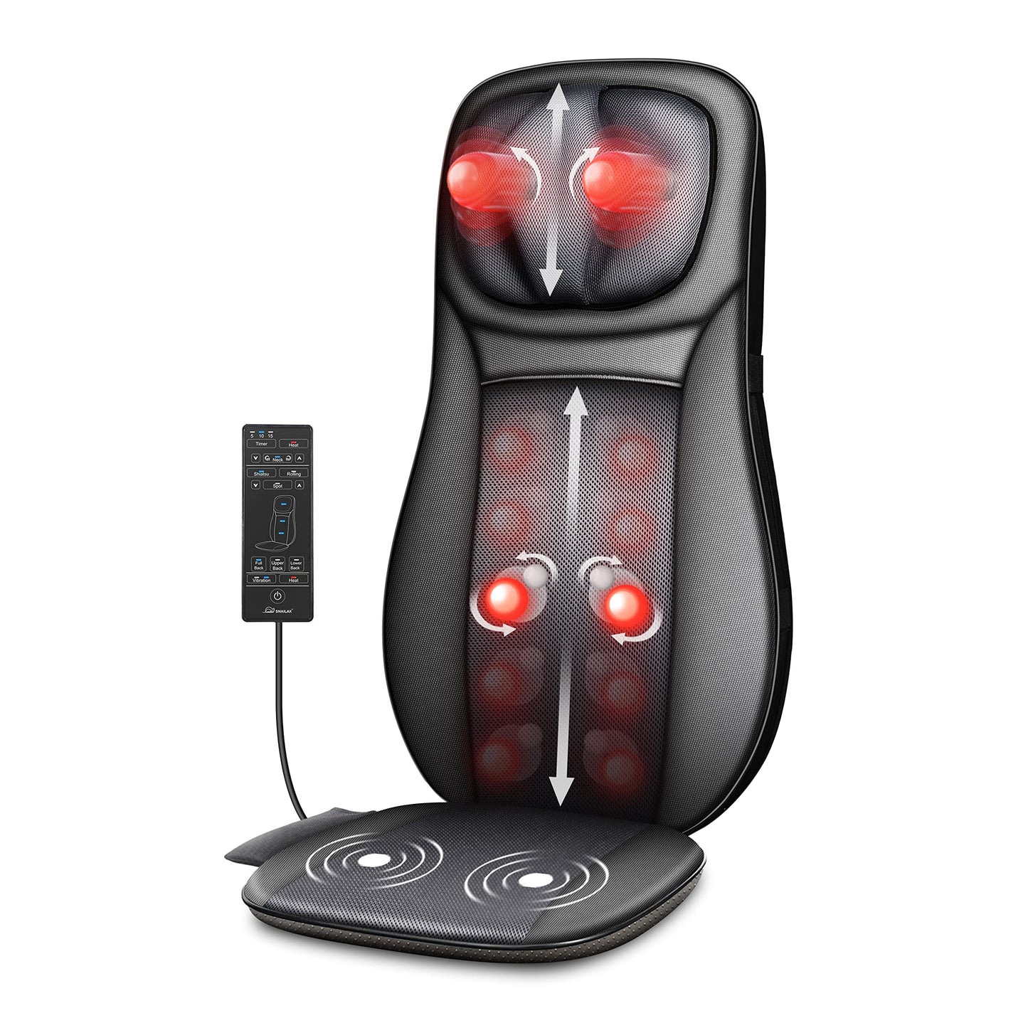 Snailax Shiatsu Massagesitzauflage mit Wärme & Vibration für Rücken & Gesäß